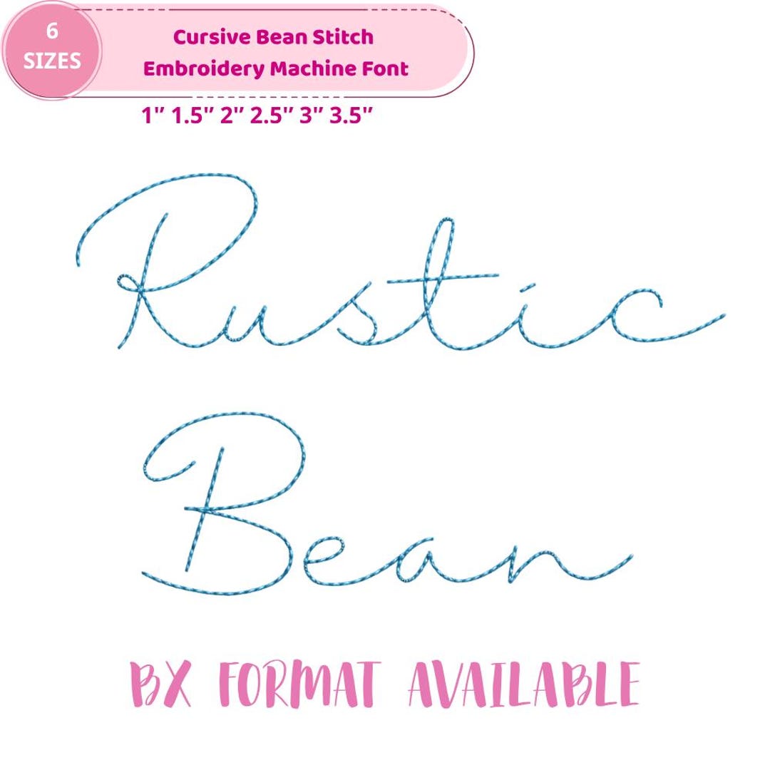 Cursive Run Rustic Bean Stitch Embroidery Font, Cursive Handwritten Alphabet ...