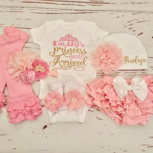 Personalized baby girl coming home outfit newborn baby girl take home outfit new born baby girl clothes princess has arrived hat name tutu