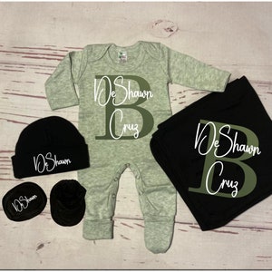 Baby Boy Coming Home Outfit Newborn Baby Boy Outfit Take Home Outfit Personalized Outfit Clothing For Boy Baby Shower Gift Boy Sage Green