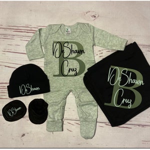 Baby Boy Coming Home Outfit Newborn Baby Boy Outfit Take Home Outfit Personalized Outfit Clothing For Boy Baby Shower Gift Boy Sage Green