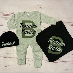 Baby Boy Coming Home Outfit Newborn Baby Boy Outfit Take Home Outfit Personalized Outfit Clothing For Boy Baby Shower Gift Boy Sage Green
