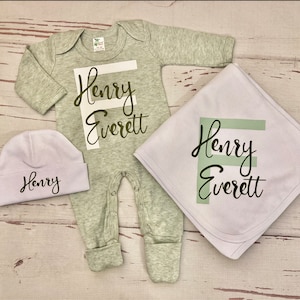Baby Boy Coming Home Outfit Newborn Baby Boy Outfit Take Home Outfit Personalized Outfit Clothing For Boy Baby Shower Gift Boy Sage Green