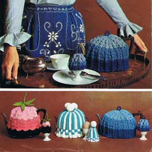 1960s Tea and Egg Cosy Crochet Pattern - Vintage Raspberry - Knitting and crochet