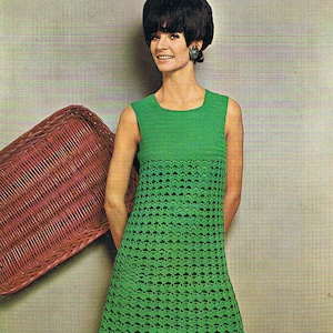 Crochet Dress Pattern 1960s Groovy Dress PDF (T222)