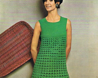 Crochet Dress Pattern 1960s Groovy Dress PDF (T222)