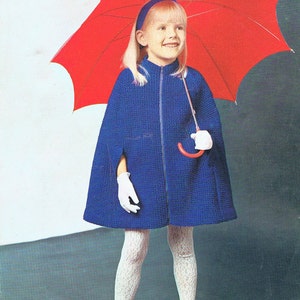 Girls Cloak Cape Knitting Pattern Vintage - PDF - Trendy (T159)