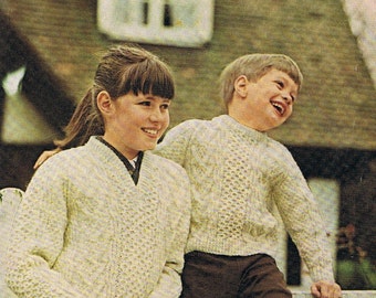 Classic Irish Aran Sweater Knitting Pattern PDF (T165)