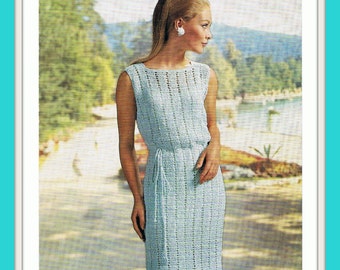 Stunning Lacy Crochet Dress Pattern 1960s PDF Pattern (T136)