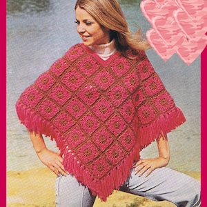 Poncho Crochet Pattern PDF 1970s Vintage (T140) 6358