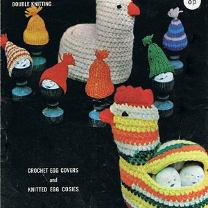 Patrón de crochet de cesta de huevos y patrón de punto acogedor de huevos Huevo acogedor PDF (T226) Vintage