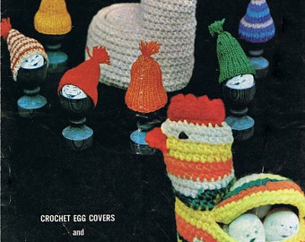 Egg Basket Crochet Pattern and Egg Cozy Knitting Pattern Egg Cosy PDF (T226) Vintage