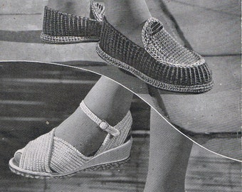 T237 Crochet Sandals Pattern Vintage Moccasins FAB Instant Download