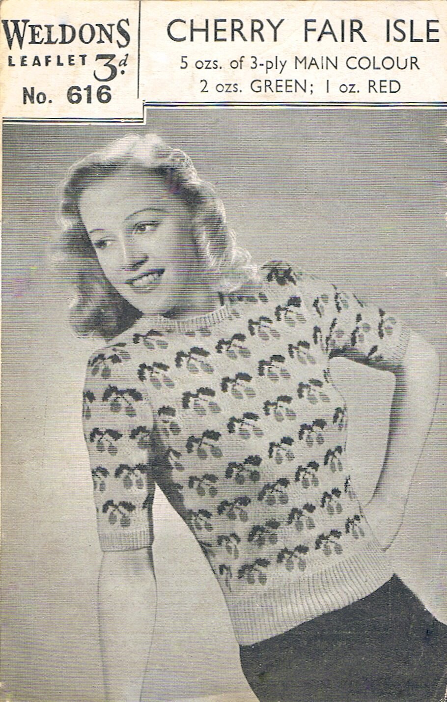 1エリーチェページ！ チェリー フェア アイル セーター PDF 希少 1940 年代 編み物パターン