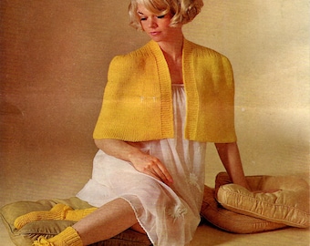 Capelet and Slippers Knitting Pattern Shoulder Cape Bedsocks