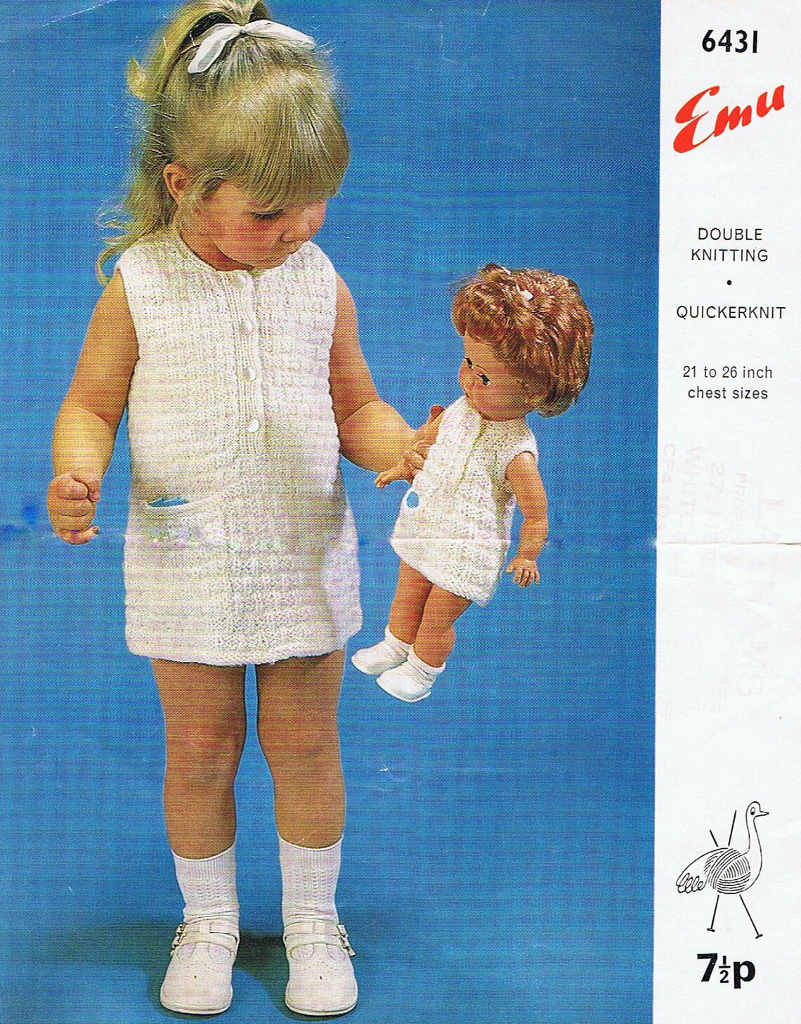Matching Girls and Dolls Dress and Knickers Knitting Pattern PDF Vintage T123 Etsy