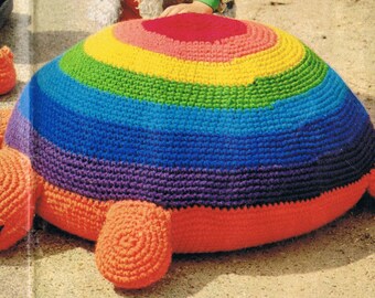 Giant Tortoise Floor Cushion Crochet Pattern Vintage PDF (T208)