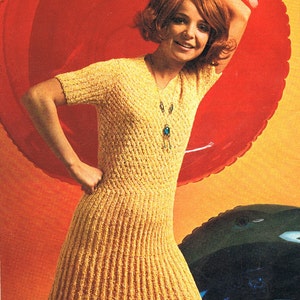 1960s Mini Dress Knitting Pattern Swinging Sixties Knitted Dress PDF Pattern (T160)