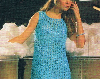 Dress Crochet Pattern 1960s Fab Mini Dress PDF (T129)