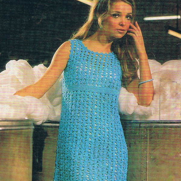 Dress Crochet Pattern 1960s Fab Mini Dress PDF (T129)