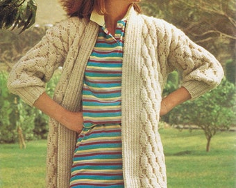 Quilt Stitch Coat Vintage Knitting Pattern PDF (T189)