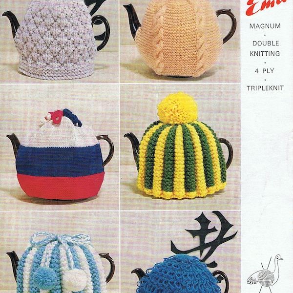 1960s Retro Tea Cosy Pattern 6 Knitting Patterns Tea Cozy PDF SIX Patterns (T153) Vintage