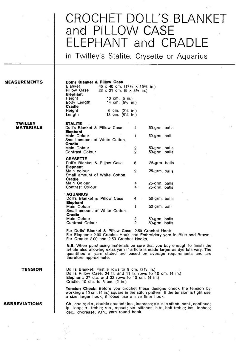 Dolls cradle, Blanket, Pillow, Toy Elephant and Cradle Vintage Crochet Pattern PDF Toys T201 Amigurumi image 4