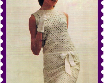 Crochet Dress Pattern Mini Dress 1960s Audrey Hepburn PDF Pattern (T127) INSTANT Download