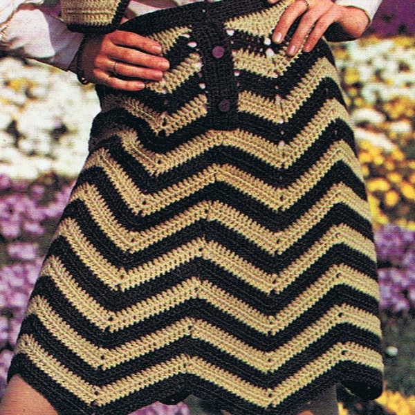 Chevron Skirt Crochet Pattern and Bolero Crochet Pattern Vintage 1970s PDF Lee Target 9022 (T212)