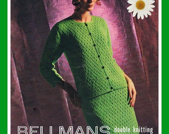Beret Cardigan and Skirt PDF Crochet Pattern Vintage 1960s (T137)