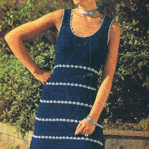 Crochet Dress Pattern Smart Summer Dress Vintage PDF T128 Emu 3036 image 1