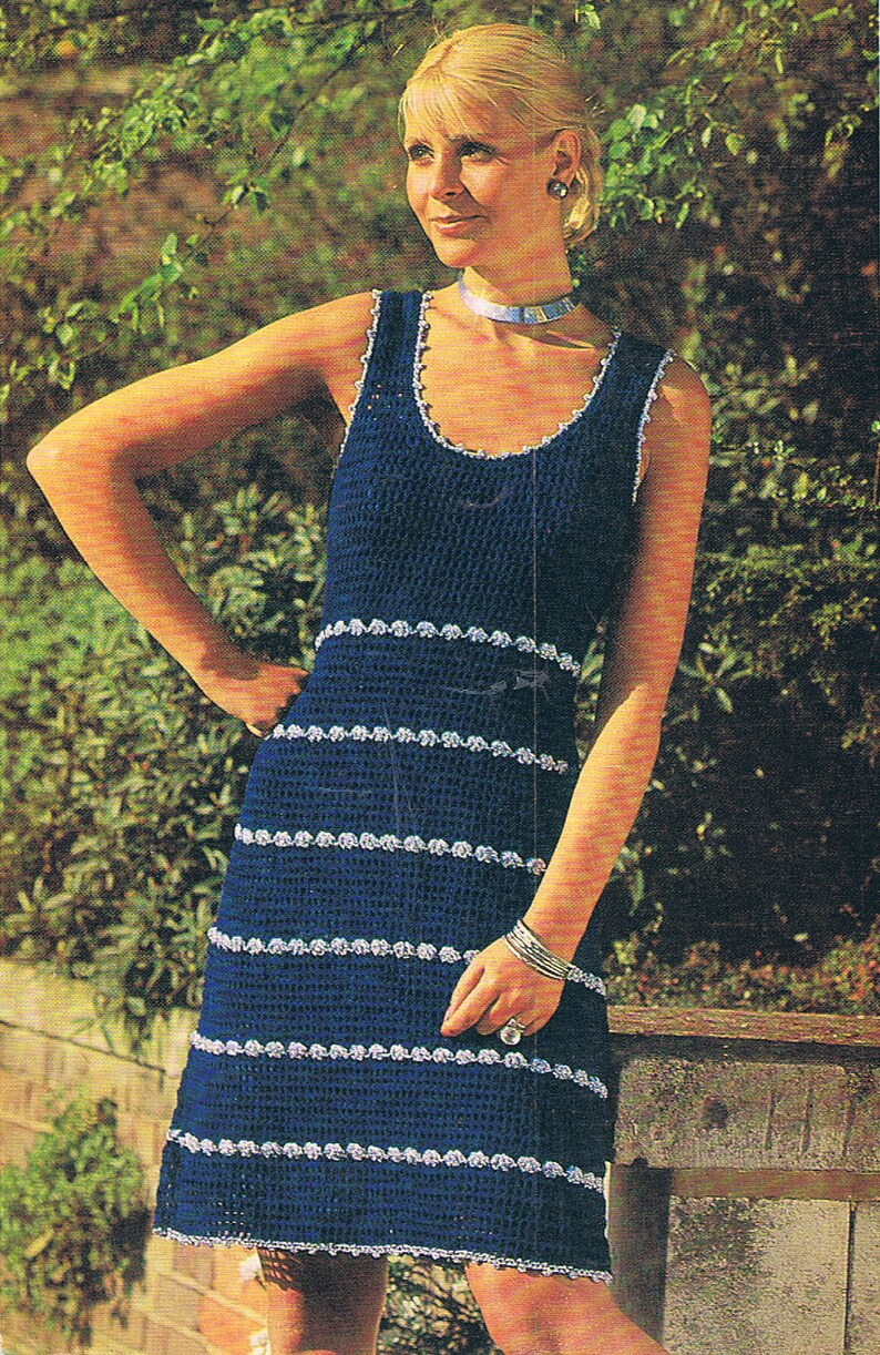 Crochet Dress Pattern Smart Summer Dress Vintage PDF T128 Emu 3036 image 1