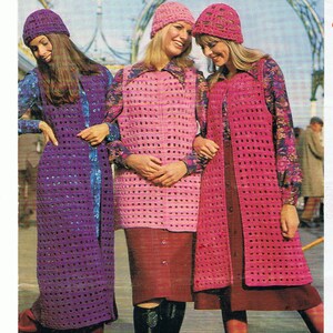 Retro 1970s Waistcoat and Hat Crochet Pattern - PDF - in 3 Lengths (T139)