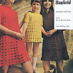 Crochet Dress Pattern 1970s Mini Dress for Mother and Daughter PDF (T134)