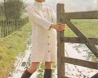 Vintage Aran Coat Knitting Pattern PDF Gorgeous (T162)