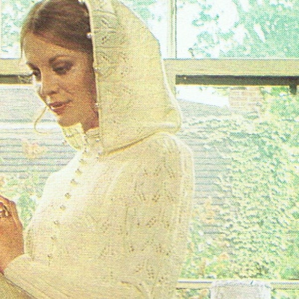 Wedding Cape Cloak Knitting Pattern (T132) 1970s Vintage Pattern