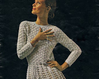 Crochet Dress Pattern STUNNING pdf Pattern Vintage 1970s (T216)