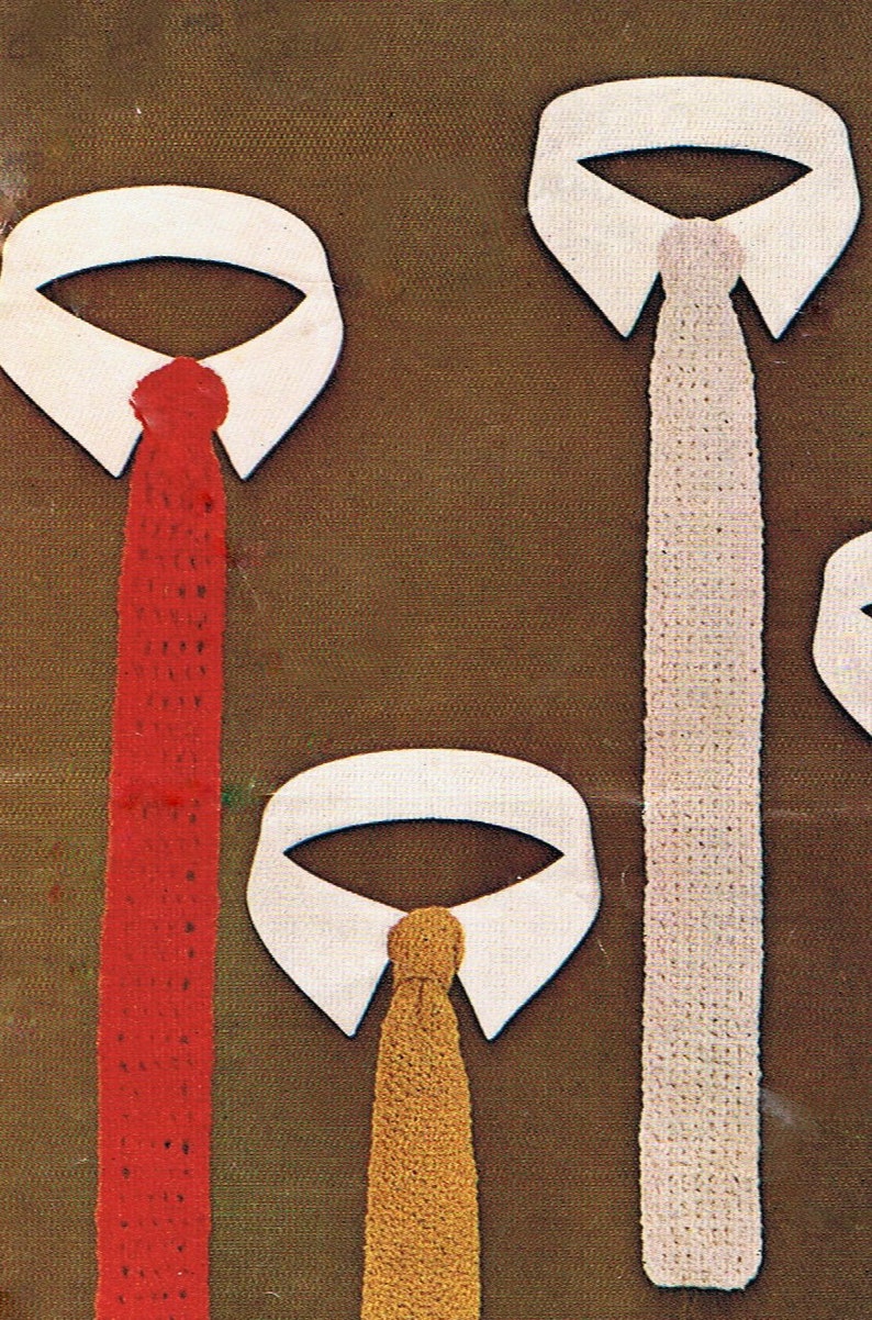 5 Skinny Ties Knitting and Crochet Pattern Mens Tie PDF Vintage 1960s T185 Treasury Item image 3