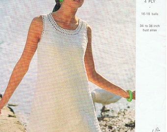 Classic Crochet Dress Pattern PDF Vintage 1960s Simple and Quick (T200)