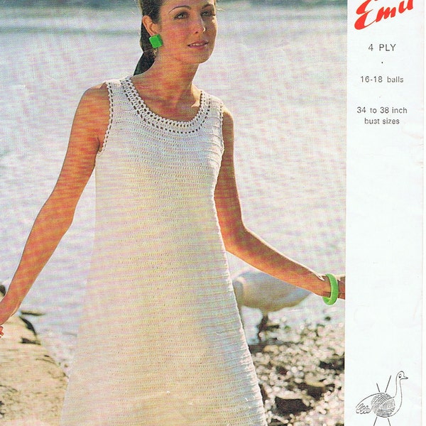 Modèle de robe au crochet classique PDF vintage des années 1960 simple et rapide (T200)