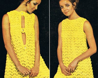 1960s Dress Crochet Pattern With Front or Back Opening Barbara Warner PDF (T230)