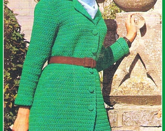 1960s Coat Crochet Pattern Original 1960s Mod Coat Sixties Vintage PDF  Pattern (T125)