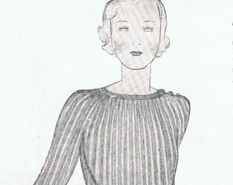 Beautiful Vogue 1930's Silk Jumper Knitting Pattern (T248)