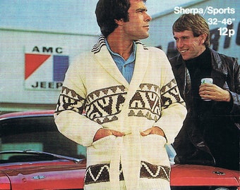 Starsky and Hutch Cardigan Vintage Knitting Pattern PDF (T171) 1970s Classic