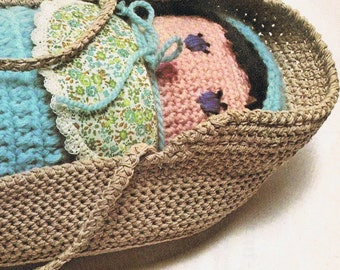 Baby Doll in a Carry Cot Basket Crochet Pattern PDF Adorable (T131)