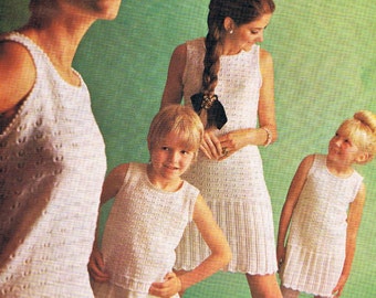 Dress Knitting Pattern Top Knitting Pattern Mother and Daughter in 8 sizes from 24 inches to 38 PDF 1970s (T149)
