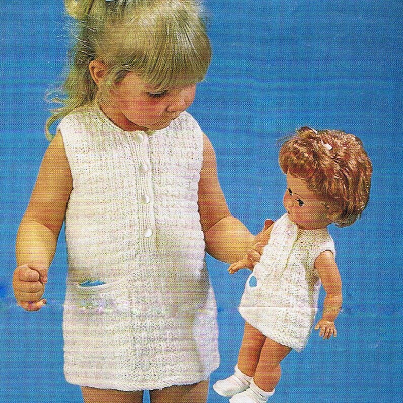 Matching Girls and Dolls Dress and Knickers Knitting Pattern PDF Vintage T123 Etsy