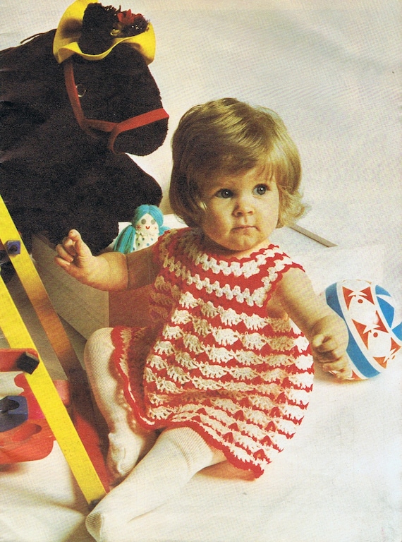 Baby Dress Crochet Pattern 1970s PDF (T155)