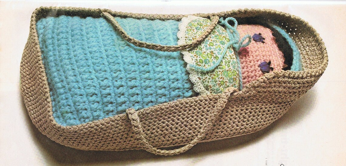 Baby Doll in a Carry Cot Basket Crochet Pattern PDF Adorable T131 Etsy