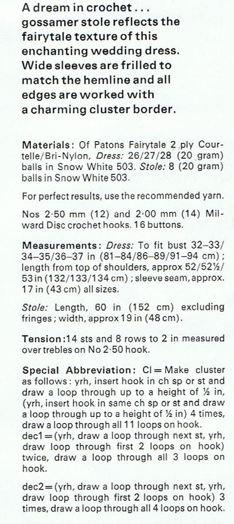 Enchanting Wedding Dress Crochet Pattern Vintage Pattern PDF T170 Instant Download image 3