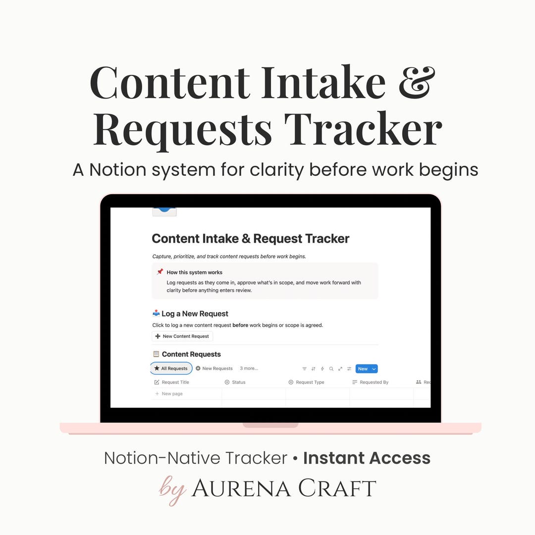Notion Content Tracker | Request Intake Template (digital Download) - Etsy